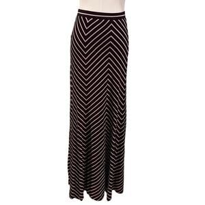 Ann Taylor Black  Beige Chevron Stripe Maxi Skirt Medium Fall Office Chic New